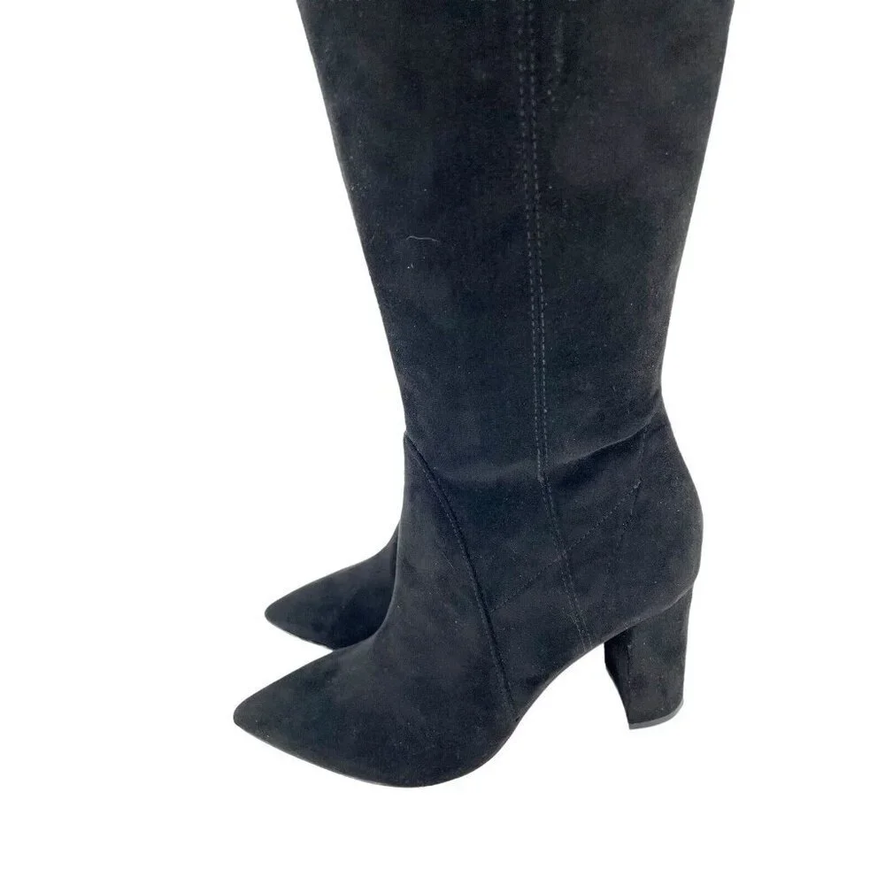 Marc Fisher Ulona Black Fabric Suede Over the Knee Boots SZ 6.5 $249